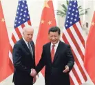  ?? IMAGES/TNS FILE LINTAO ZHANG/GETTY ?? Then-vice President Joe Biden and Chinese President Xi Jinping meet in Beijing in 2013.