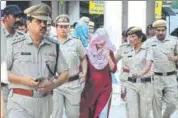  ?? SANT ARORA/HT PHOTO ?? Honeypreet after her hearing on Wednesday.