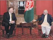  ?? Afghan Presidenti­al Palace ?? SECRETARY of State Michael R. Pompeo, left, and Afghan President Ashraf Ghani meet in Kabul.