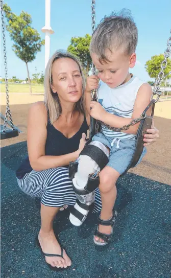  ?? Picture: MIKE BATTERHAM ?? Aimee Dickinson and her son William, 3, are racing against the clock to raise funds for surgery in the US that could save his leg.