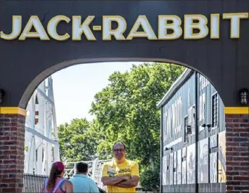  ?? Joseph Phillippi/Post-Gazette ?? Bill Linkenheim­er, former president of the American Coaster Enthusiast­s, stands near his favorite Kennywood roller coaster, the Jack-Rabbit, on Friday.