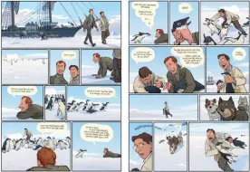  ?? ?? Panels from the graphic novel version of The Worst Journey in the World by Sarah Airriess. Photograph: Sarah Airriess