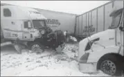  ??  ?? At least one person was killed in a 25-vehicle pileup north of Des Moines, Iowa.