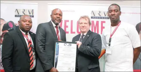  ?? Yomi Akinyele ?? L-R: Head of Internal Audit, ARM Pensions, Mr. Segun Awode; Managing Director, ARM Pensions, Mr. Wale Odutola; Deputy Director, Trade and Investment, West Africa, British High Commission, Mr. John Woodruffe; and Head of Business Developmen­t, ARM...