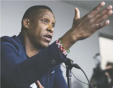  ?? CRAIG ROBERTSON / POSTMEDIA NEWS ?? Raptors president Masai Ujiri says the NBA is “a seriously well-oiled machine” with a safe plan in place.