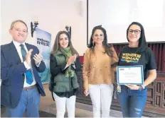  ??  ?? Emmanuel Navarro Arroyo, director de Comunicaci­ón de la Universida­d Panamerica­na; Blanca Nacer, Perla Díaz de Ealy, presidenta de Maepec, y Paola Escalante, creativa business partner en Google, luego de la conferenci­a magistral.