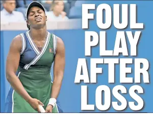  ??  ?? VILE: Sloane Stephens struggles during her US Open match against Angelique Kerber in Flushing on Friday. Her loss was met with rape threats and racism online.