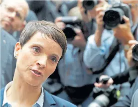  ?? REUTERS ?? Afuera. Frauke Petry, del AfD, dejó ayer la agrupación neonazi.