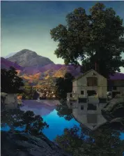  ??  ?? Maxfield Parrish (1870-1966), Mill Pond. Oil on Masonite, 23 x 18½ in., signed and dated lower right: ‘Maxfield Parrish’, ‘1945’; signed and dated again and titled verso: ‘Mill Pond’. Estimate: $600/800,000