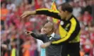  ??  ?? Pep Guardiola and Thomas Tuchel during Bayern Munich’s win over Borussia Dortmund on penalties in the 2016 German Cup final. Photograph: Bernd Thissen/AP
