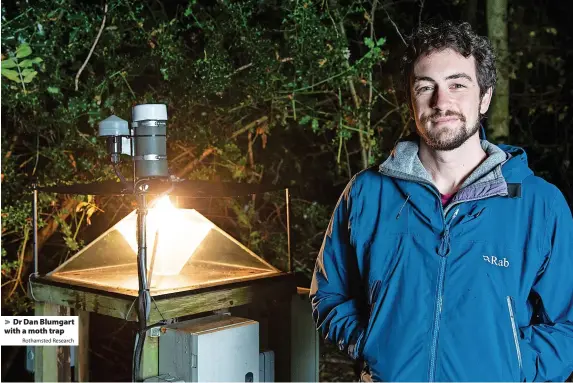  ?? Rothamsted Research ?? > Dr Dan Blumgart with a moth trap