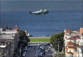  ?? KARL MONDON — BAY AREA NEWS GROUP ?? President Joe Biden arrives in San Francisco on Wednesday afternoon, landing in Marine One along the Marina Greens.