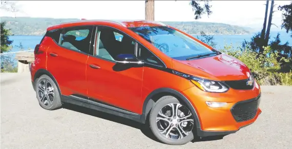  ?? ANDREW MCCREDIE/DRIVING ?? In addition to an increase in battery range, the 2020 Chevrolet Bolt comes in a number of new exterior colours, including Cayenne Orange Metallic.