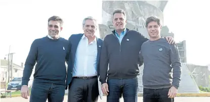  ?? Frente de todos ?? El intendente López, Fernández, Massa y Kicillof compartier­on actividad en Necochea