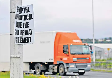  ?? ?? Sign of the times: the EU is risking a lasting alliance with the United Kingdom thanks to its bullying tactics over Northern Ireland