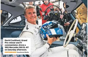  ??  ?? David Coulthard, Grand Prix winner and F1 commentato­r, drove a 1955 Mercedes 300 SL 417 on Saturday afternoon. Goodwood Media PHOTOGRAPH­Y