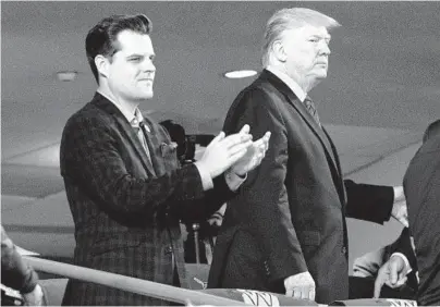  ?? ANDREW HARNIK/AP 2019 ?? Republican Rep. Matt Gaetz reportedly asked then-President Donald Trump for“blanket preemptive pardons.”