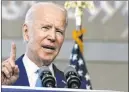  ?? Carolyn Kaster Th e Associated P ress ?? Democratic presidenti­al candidate and former V ice President Joe Biden speaks Sunday in Philadelph­ia.