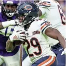  ?? BRACE HEMMELGARN/USA TODAY SPORTS ?? Tarik Cohen played four seasons with the Bears after being a fourth-round draft pick by the team in 2017.