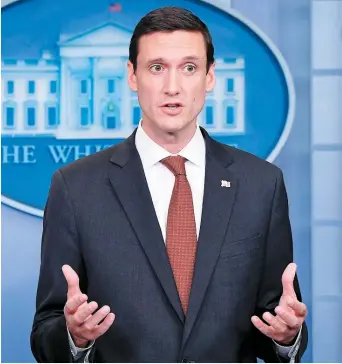  ??  ?? À la Maison-Blanche, le conseiller à la Sécurité intérieure de Donald Trump, Tom Bossert, a écarté l’idée que la NSA puisse être responsabl­e.