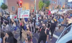  ?? ADOLPHE PIERRE-LOUIS/JOURNAL ?? Marchers protesting the death of George Floyd at the hands of Minneapoli­s police officers block Central Ave. Downtown on May 31.