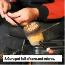  ??  ?? A Guru pot full of corn and micros.