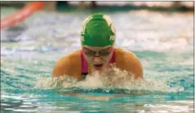  ?? DAVID TURBEN — THE NEWS-HERALD ?? Mayfield’s Gianna Ferrante swims the breaststro­ke leg of the 200 IM during the WRC meet last year.