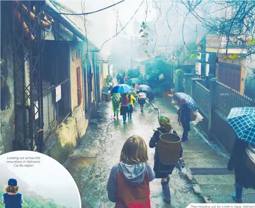  ??  ?? Theo heading out for a trek in Sapa, Vietnam.