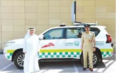  ?? Courtesy: RTA ?? Mattar Al Tayer and Maj Gen Abdullah Khalifa Al Merri yesterday launched the Traffic Incidents Management Unit car.