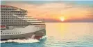  ?? PROVIDED BY VIRGIN VOYAGES ?? Rendering of Resilient Lady, the third ship in Virgin Voyages’ four-ship fleet.