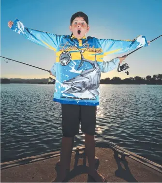  ?? Picture: SCOTT POWICK ?? Nicholas Brasen accidental­ly hooked a humpback whale off Kingscliff.