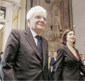  ?? Ansa ?? Inquieto
Il presidente della Repubblica Sergio Mattarella con la presidente della Camera Boldrini