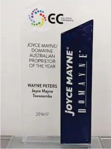  ??  ?? WELL DESERVED: Wayne took home the Joyce Mayne/Domayne Australian Proprietor of the Year award for 2016/17.