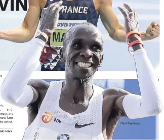  ??  ?? Eliud Kipchoge Hubert Lawrence has made notes at track side since 1980.