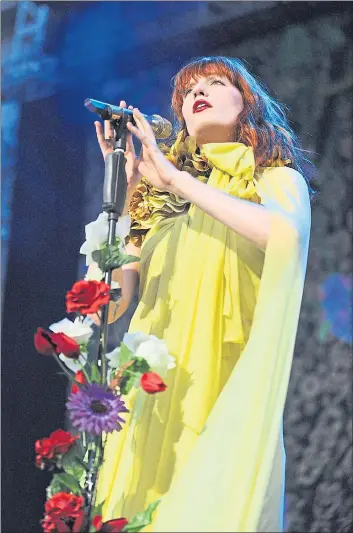  ?? STAFF FILE PHOTO ?? Singer Florence Welch, who fronts Florence and the Machine, is a incredible performer; plan to catch at least some of her headlining performanc­e Saturday at Outside Lands.