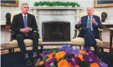  ?? AFP ?? US House Speaker Kevin McCarthy and President Joe Biden sealed the deal during a 90-minute phone call on Saturday.