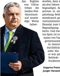  ?? ?? Ungarns Premier Viktor Orbán (60) und sein junger Herausford­erer Péter Magyar (43)