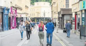  ??  ?? People return to Bath city centre after lockdown