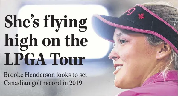  ?? CP PHOTO ?? Golfer Brooke Henderson speaks to media during the CP Women’s Open at Wascana Country Club in Regina on Tuesday, Aug. 21, 2018.