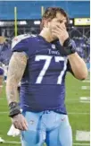 ?? AP FILE PHOTO/JAMES KENNEY ?? Tennessee Titans offensive tackle Taylor Lewan must sit out the first four games this season.
