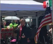  ?? THOMAS GASE — TIMES-HERALD ?? Mario Saucedo, Solano AIDS Coalition Executive Director, speaks at a Cinco de Mayo event in downtown Vallejo on Saturday.