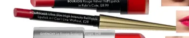  ??  ?? BOURJOIS Rouge Velvet The Lipstick
in Rubi’s Cute, £8.99
HOURGLASS
Ultra Slim High
Lipstick in I Intensity Refillable Can’t Live Without,
£28
GIVENCHY Le Rouge Sculpt in Rouge, £28