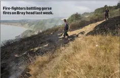  ??  ?? Fire-fighters battling gorse fires on Bray head last week.