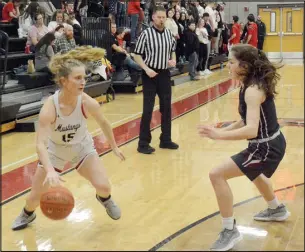  ?? GRAHAM THOMAS/MCDONALD COUNTY PRESS ?? McDonald County junior Reagan Myrick was named to the All-Big 8 West Conference defensive team, as voted on by the league coaches.
