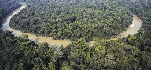  ?? ANTONIO SCORZA/AFP/GETTY IMAGES ?? A view of the Jamanxim river, which crosses the National Forest reserve in the state of Para, northern Brazil. The country’s president has announced that some of the area would be opened to commercial mining activity.