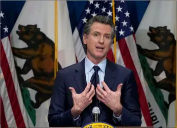  ??  ?? In this Jan. 8 file photo, California Gov. Gavin Newsom outlines his 2021-2022 state budget proposal during a news conference in Sacramento, Calif.