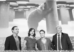  ??  ?? (From left )Producer Juan de Dios Larrain, actress Daniela Vega, director Sebastian Lelio and actor Francisco Reyes attend a news conference to promote the movie ‘A Fantastic Woman’ at the 67th Berlinale Internatio­nal Film Festival in Berlin, Germany,...
