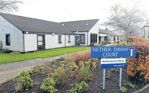  ??  ?? TRAGEDY: A fire broke out in one of the residentia­l flats at Aberdeensh­ire Council’s Netherdava­h House resulting in the death of a woman