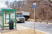  ?? [PHOTO BY ERIECH TAPIA, FOR THE OKLAHOMAN] ?? A Citylink bus approaches one of the few remaining bus shelters in Edmond, which will soon be torn down and rebuilt.