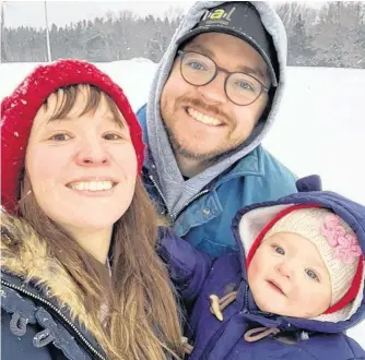  ?? CONTRIBUTE­D ?? The Beaton family enjoying some outdoor time this past winter. From left, Kate, husband Morgan Murray and one-year-old daughter Mary.